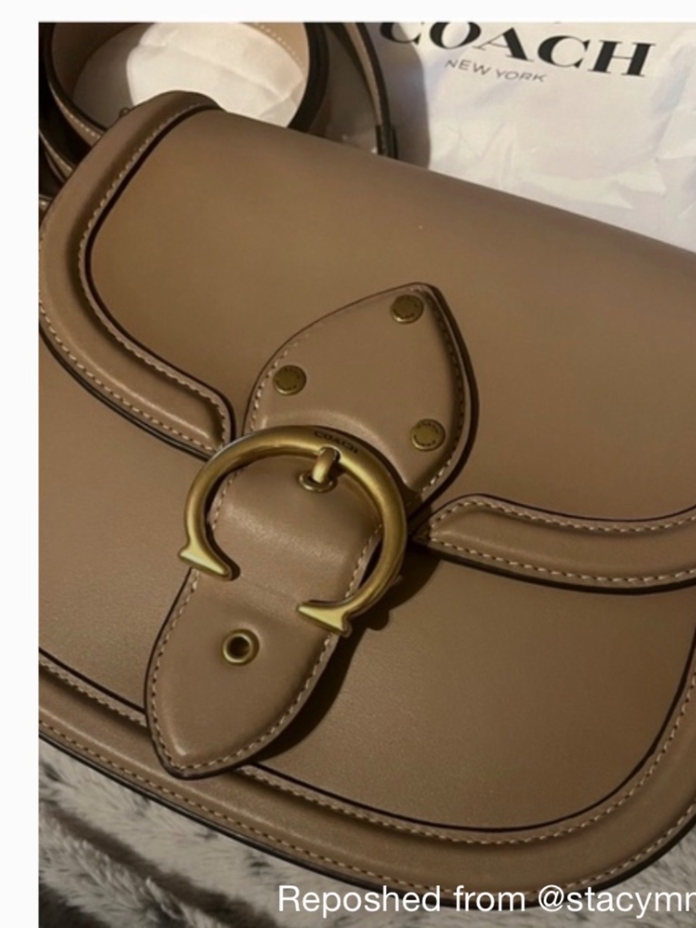 COACH Glovetanned Leather Beat Saddle Bag with Webbing (comes with two straps) - Picture 3 of 14